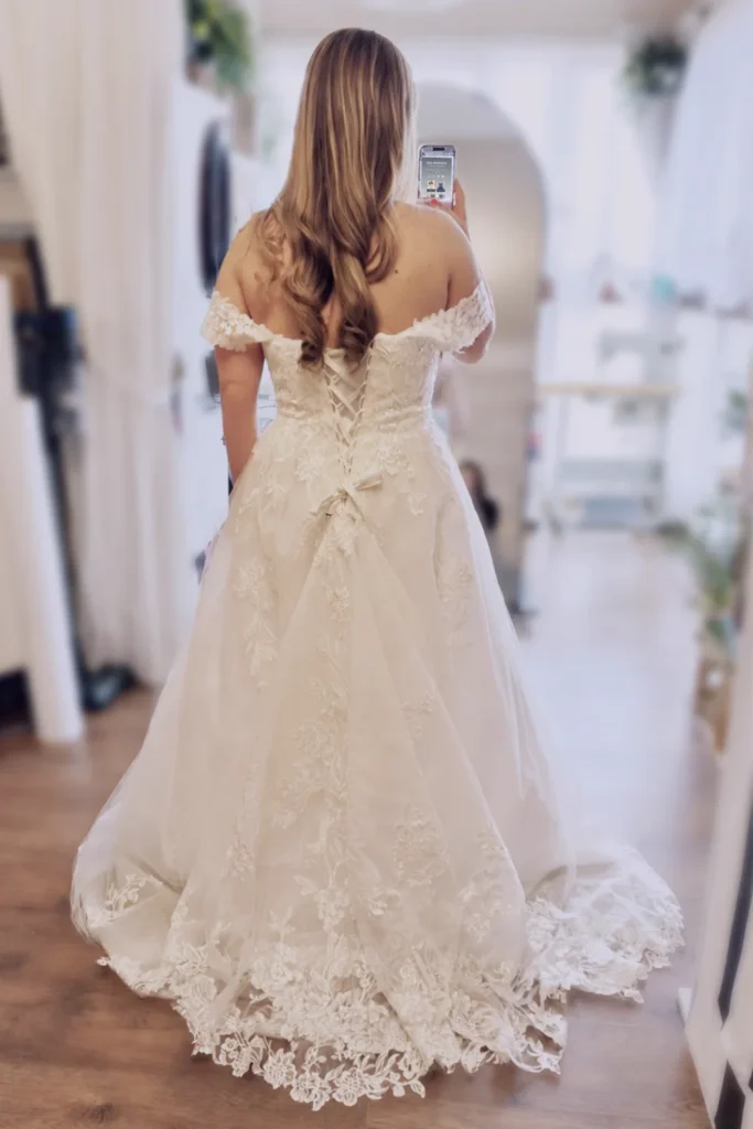 Wedding dress fitting and structure check at SUU Bespoke studio