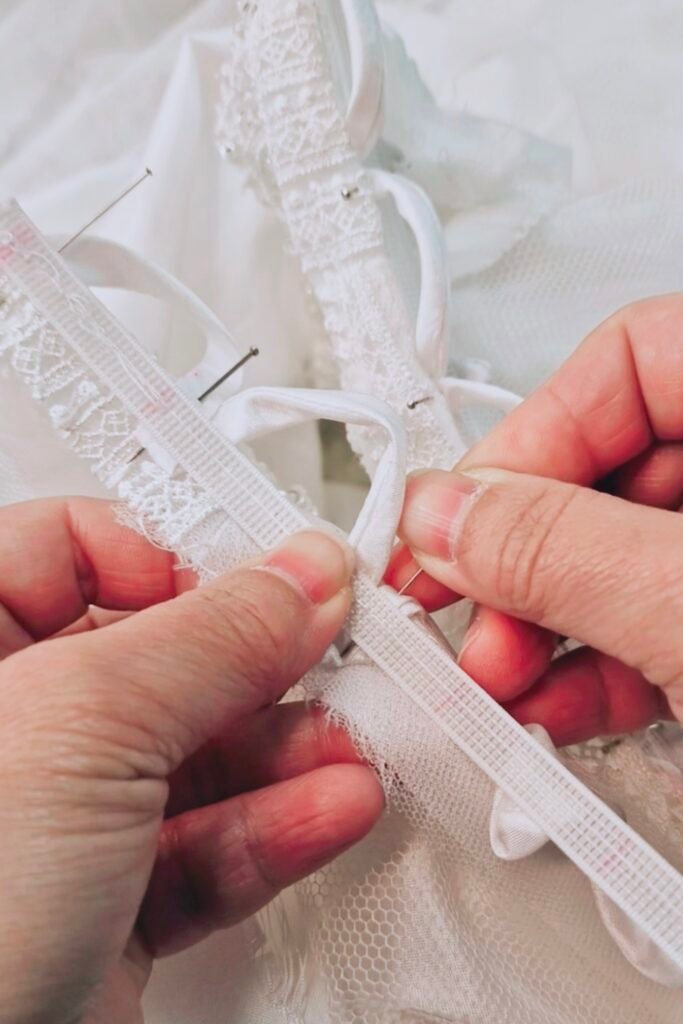 Zip to corset back wedding dress alteration in Kingston upon Thames